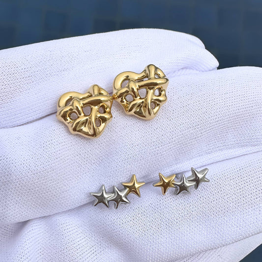"Stars" Earrings, 18K Gold Plated Steel