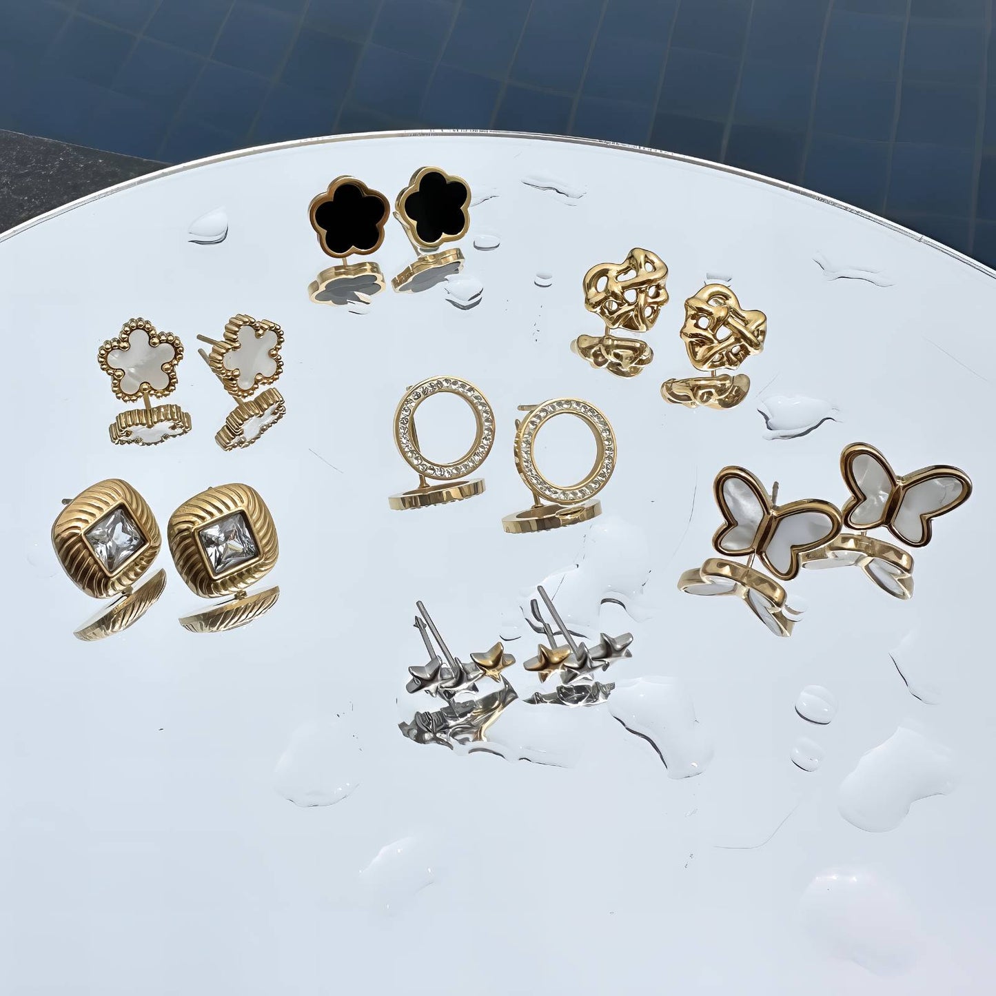 "Stars" Earrings, 18K Gold Plated Steel