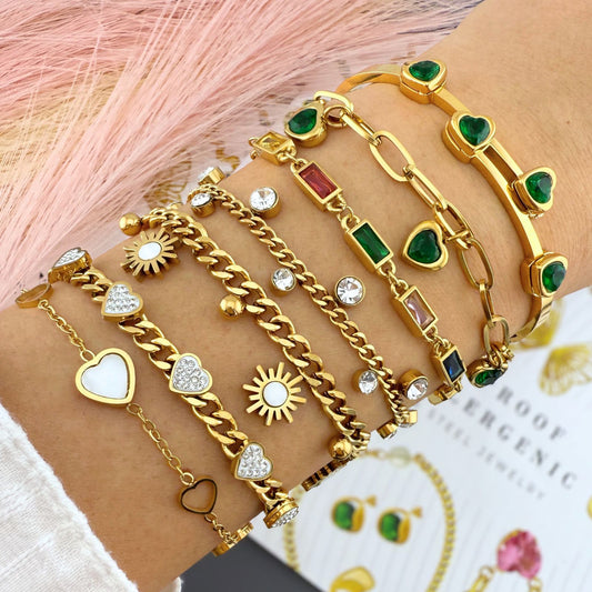 "Hearts" Bracelet, 18K Gold Plated Steel