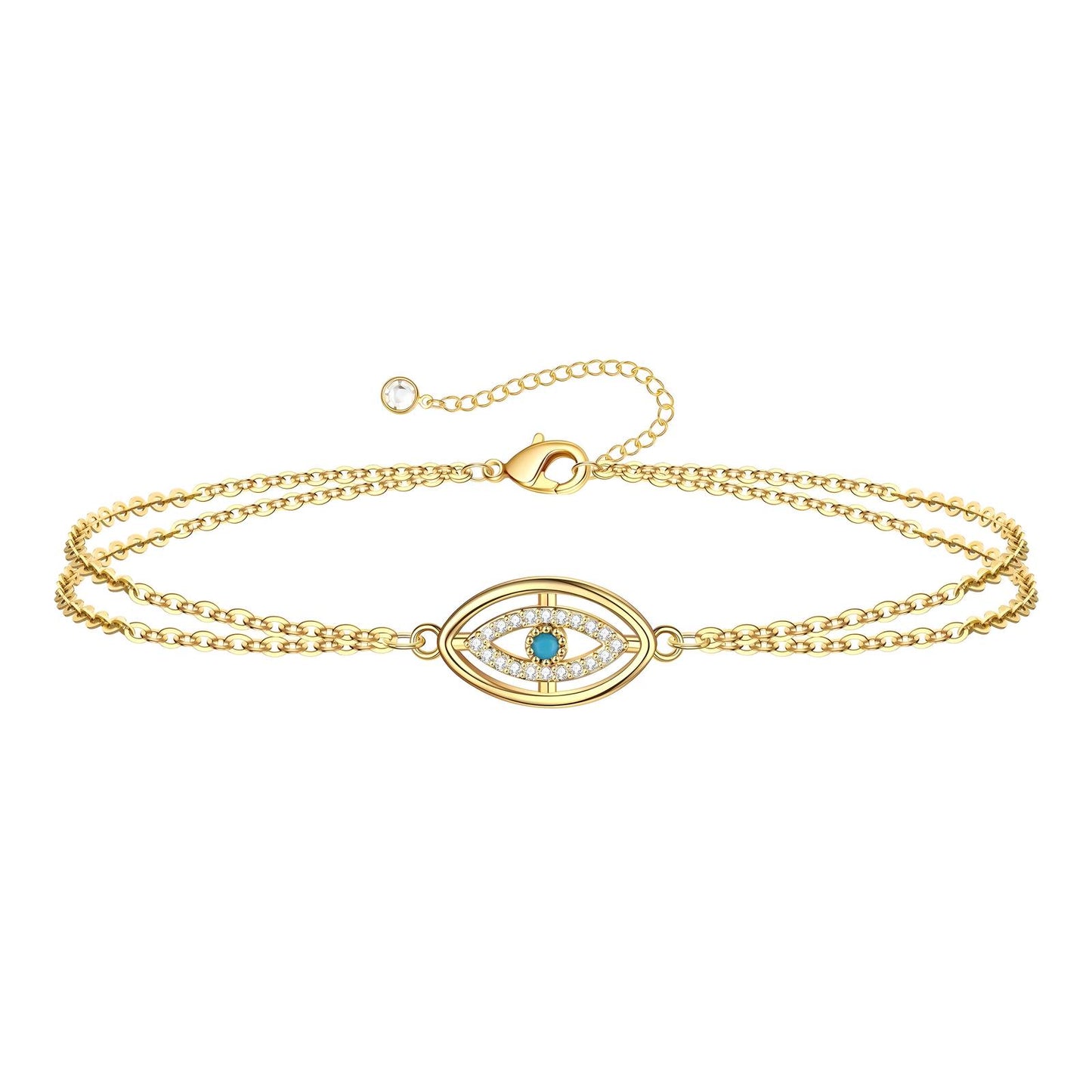 "Evil Eye" Bracelet, 18K Gold Plated Steel