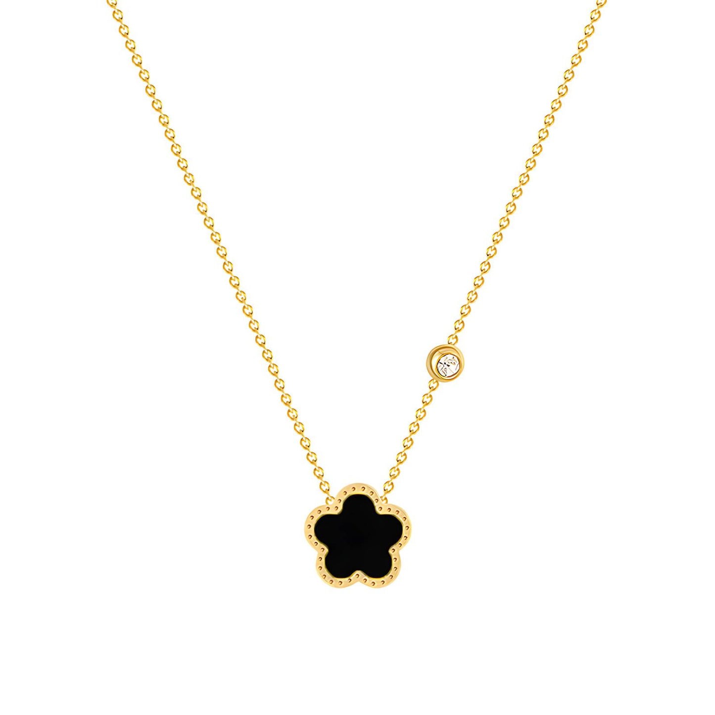 "Flower" Necklace, 18K Gold Plated Steel