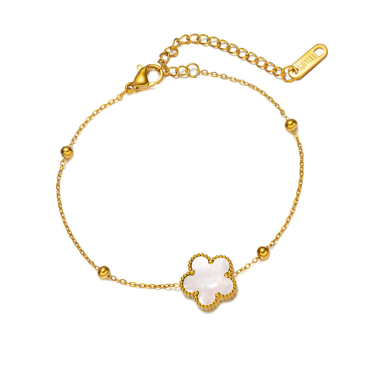 "Flower" Bracelet, 18K Gold Plated Steel