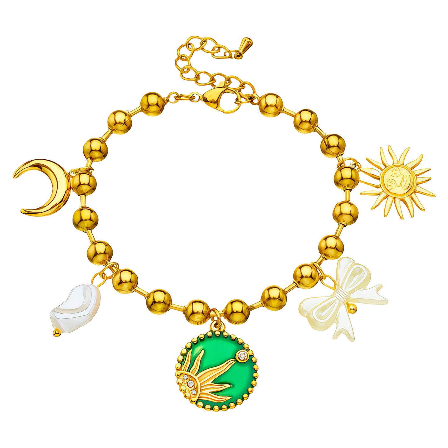 "Sun" Bracelet, 18K Gold Plated Steel