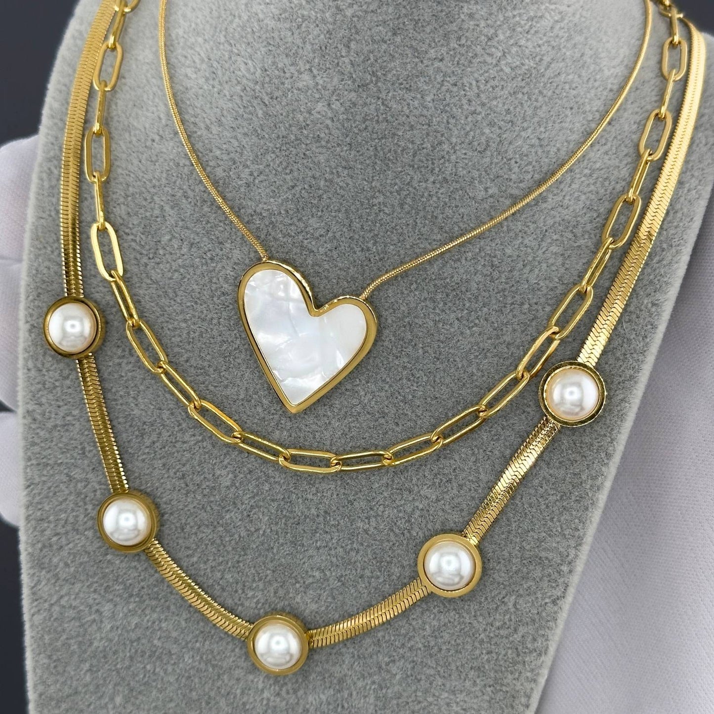 "Heart" Necklace, 18K Gold Plated Steel