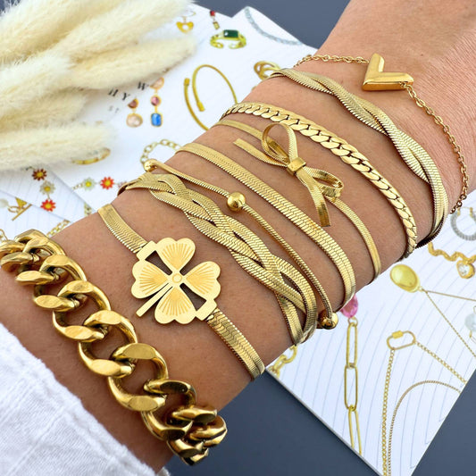 Bracelet, 18K Gold Plated Steel