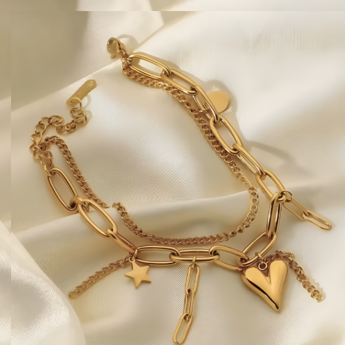 Heart & Star Charm Bracelet