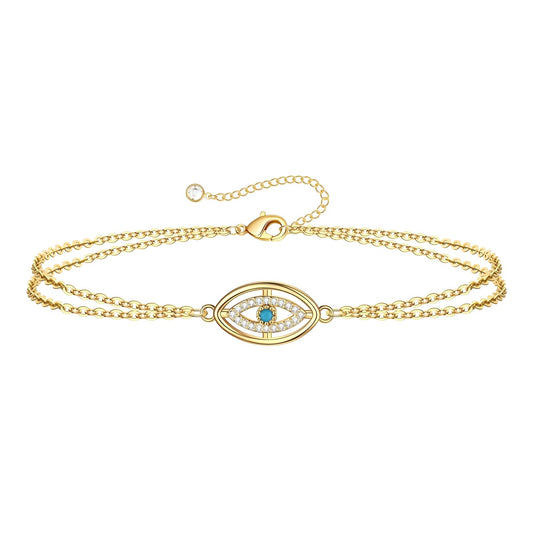 "Evil Eye" Bracelet, 18K Gold Plated Steel