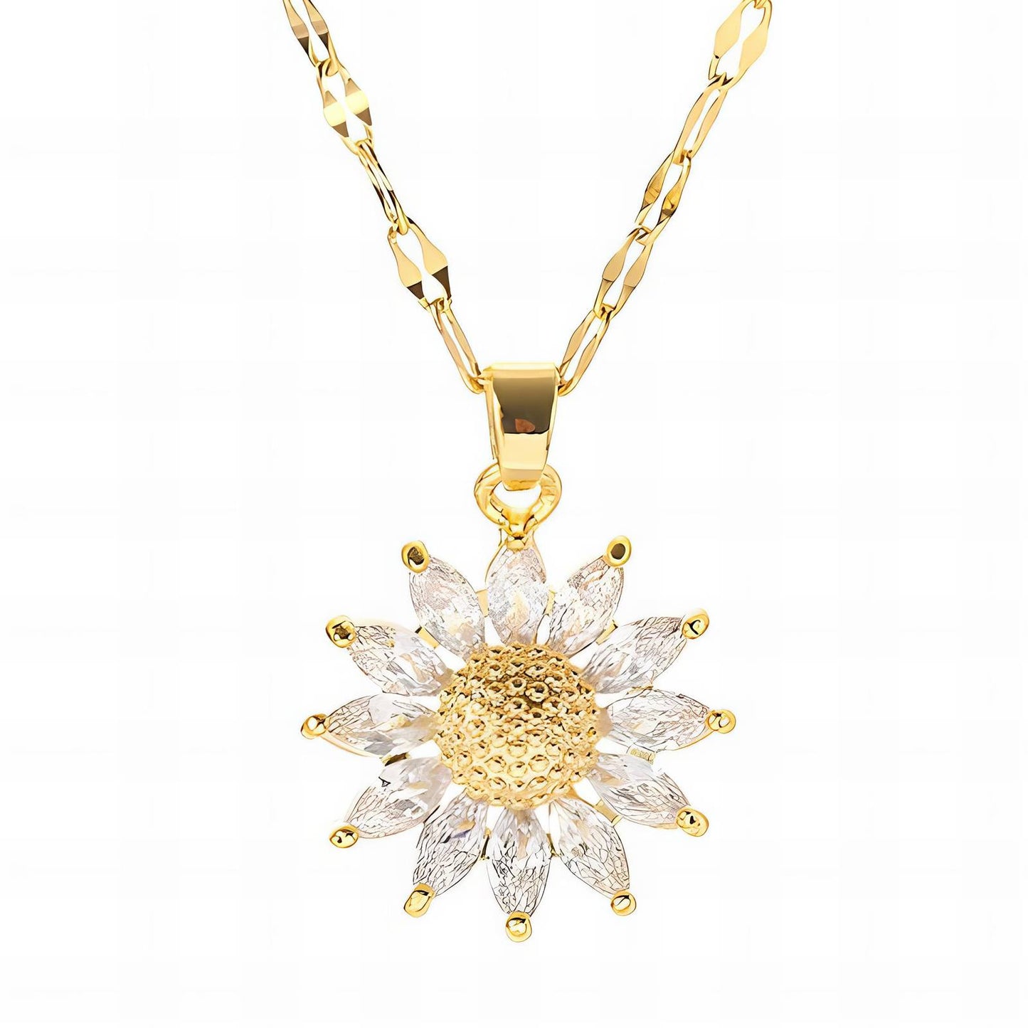 "Flower" Necklace, 18K Gold Plated Steel