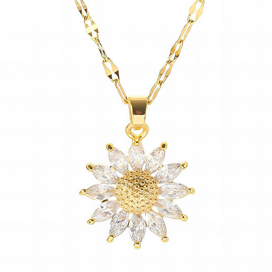"Flower" Necklace, 18K Gold Plated Steel