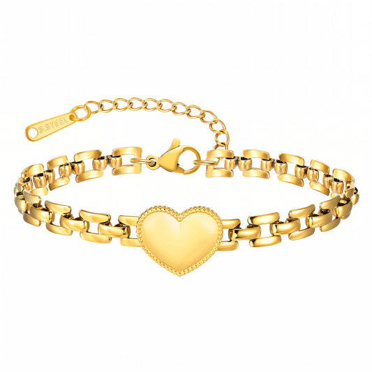 "Heart" Bracelet, 18K Gold Plated Steel