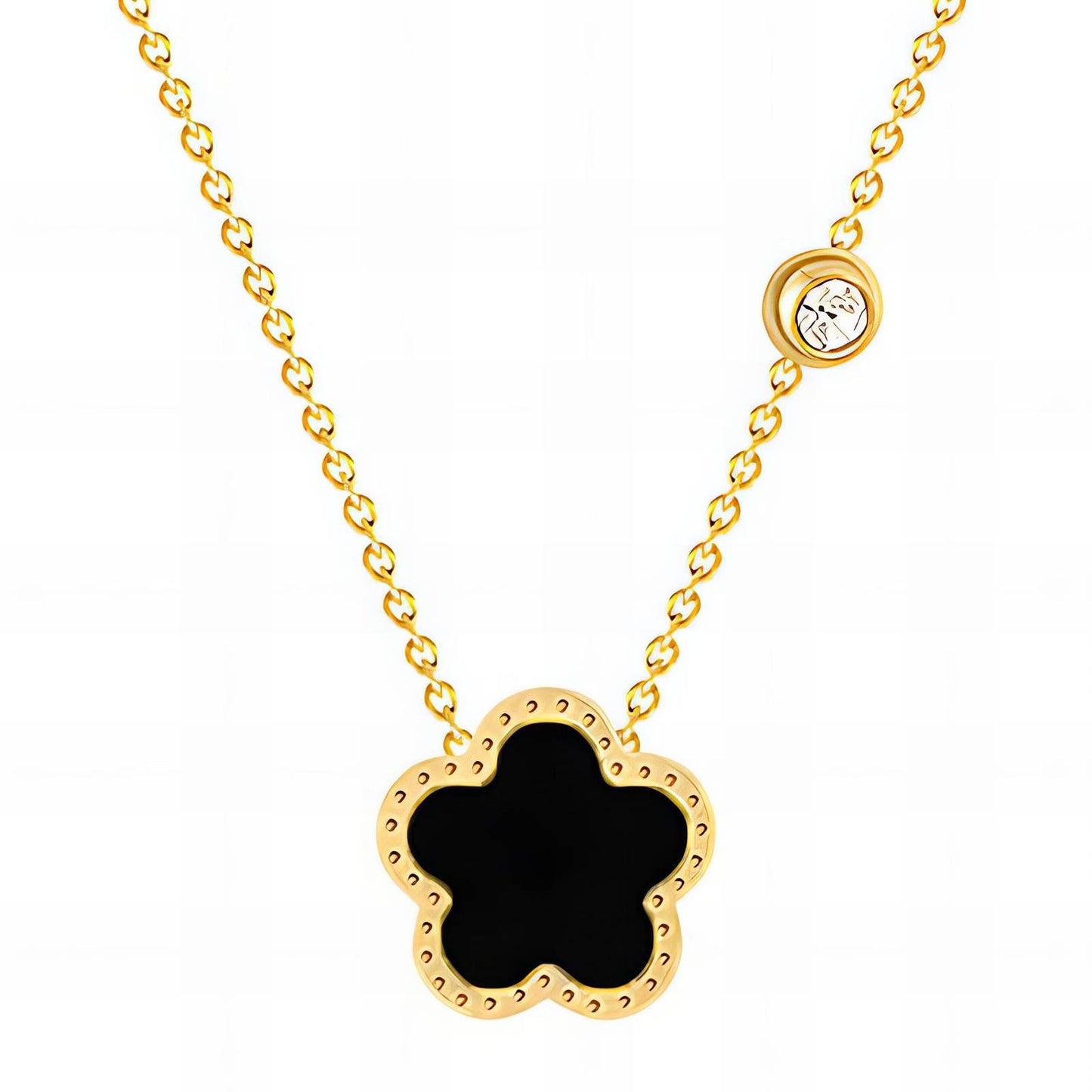 "Flower" Necklace, 18K Gold Plated Steel
