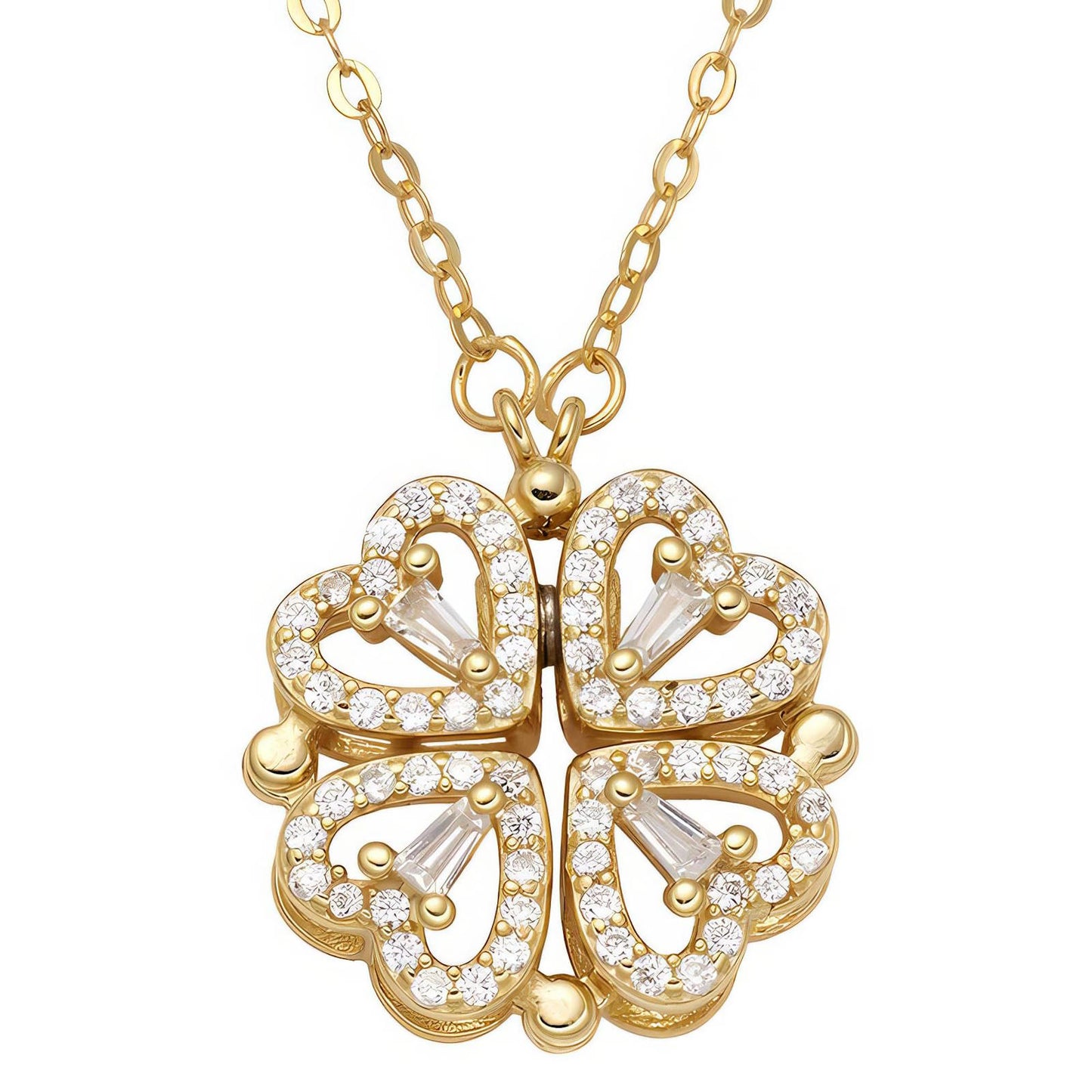 "Flower" Necklace, 18K Gold Plated Steel